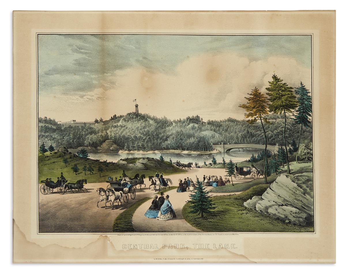 CURRIER & IVES. Central Park, the Lake.